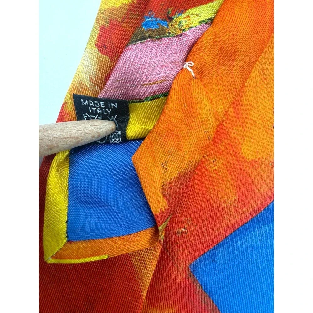 Art Institute of Chicago Abstract Silk Tie Made in Italy Vibrant Multi-Color - Picture 6 of 7